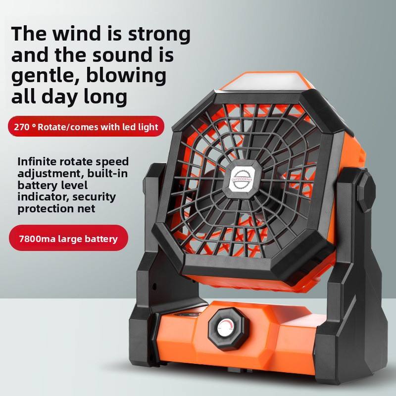 Foldable outdoor camping fan light