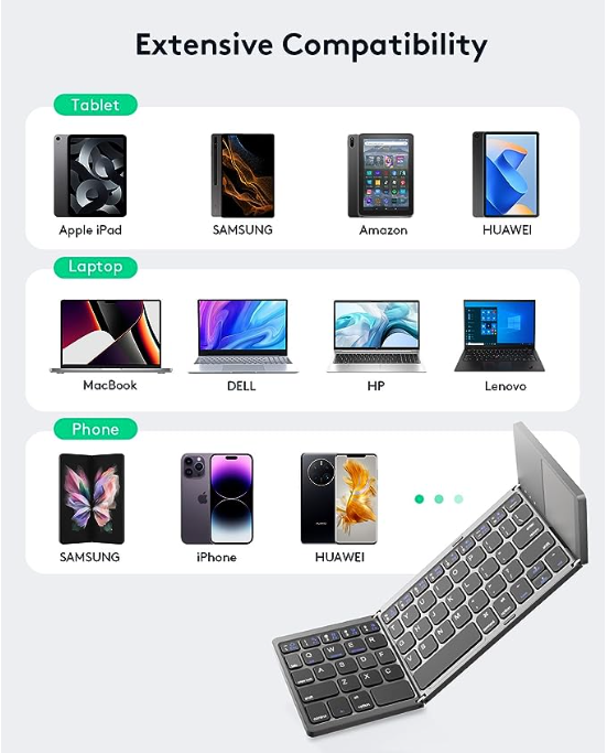 🌟 Ghana Spot🌟Bluetooth Touchpad Tri-fold Keyboard (Supports Android, iOS, and Windows)