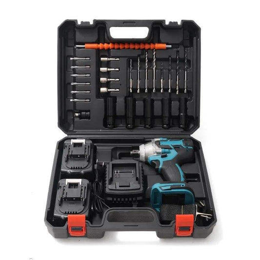 Electric wrench + 2 batteries + 25-piece set