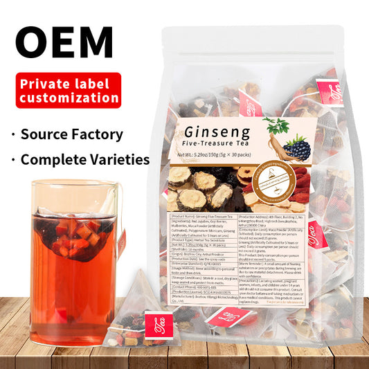 Ginseng Five Treasure TeaWolfberry, Mulberry, Red Date, Maca Combination Tea Bag. 30 bags per pack.