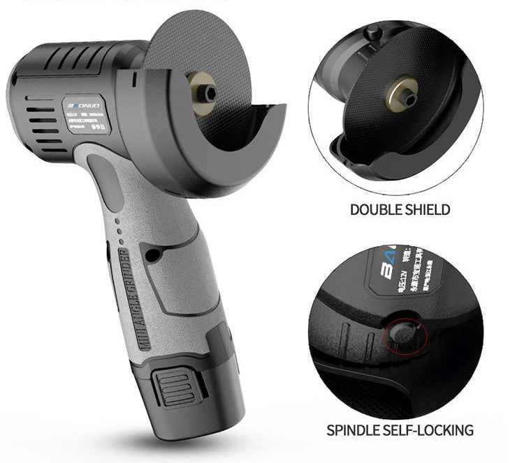 Portable lithium battery cordless angle grinder + 2 Batteries