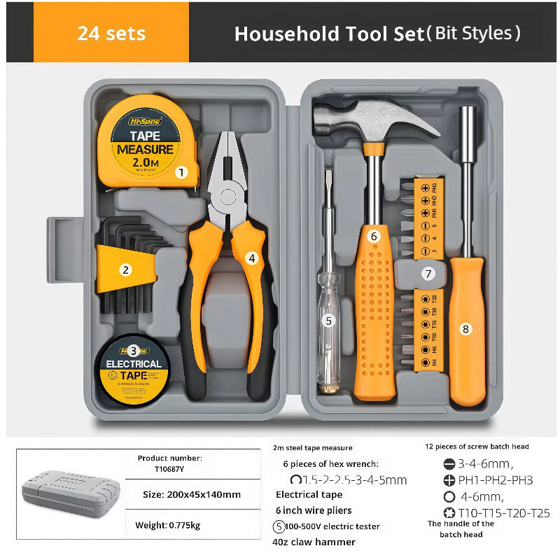 Household tool set (24 pieces)