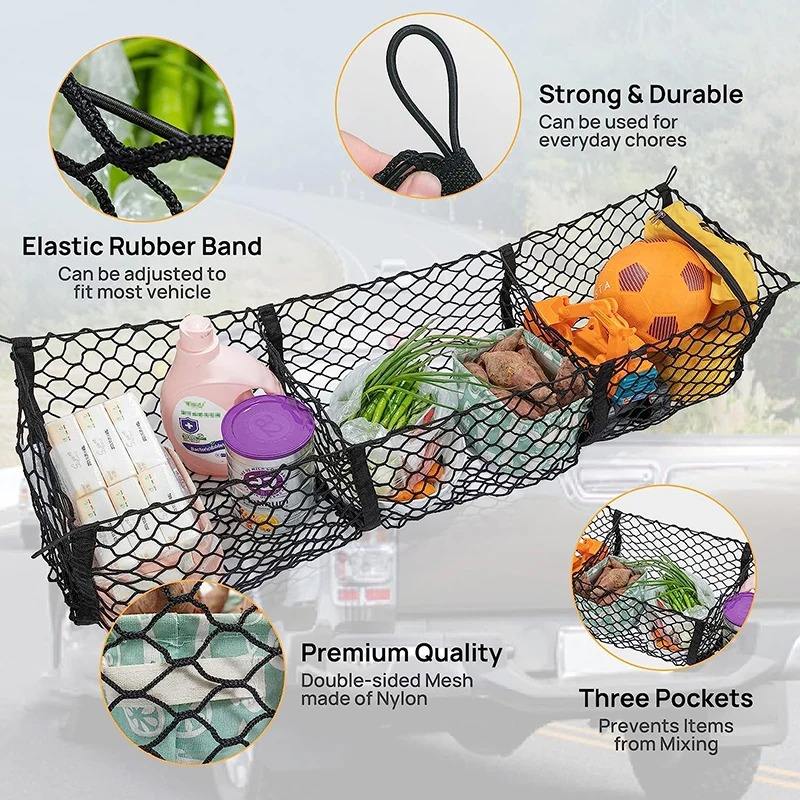 Multi-purpose car trunk storage net