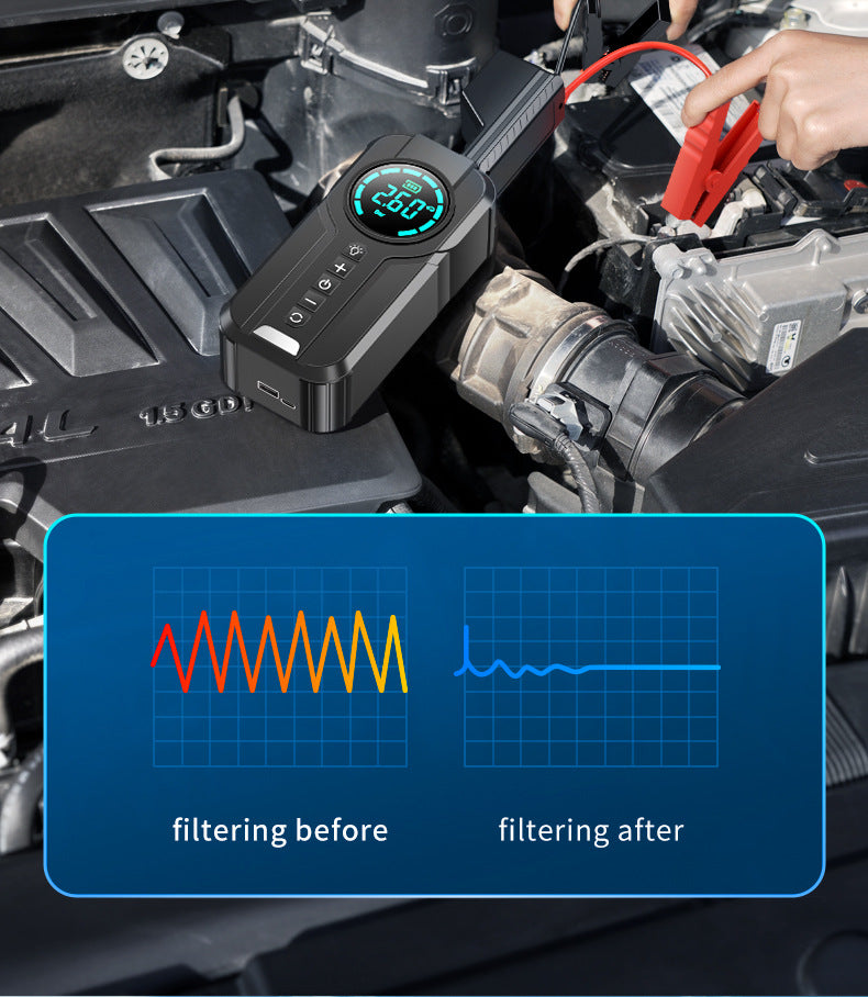 12V wireless jump starter for cars, including air pump and jump-start device.🚚【 Cash on Delivery】