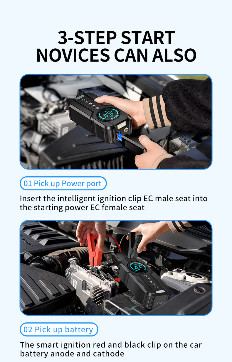 12V wireless jump starter for cars, including air pump and jump-start device.🚚【 Cash on Delivery】