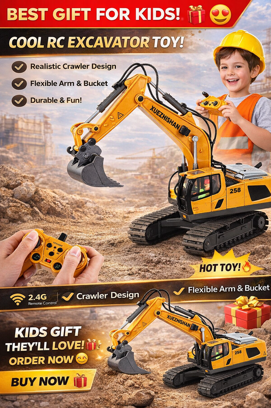 [24-hour delivery+Cash on delivery🔧 1:20 Alloy RC Excavator for Kids! Order Now!
