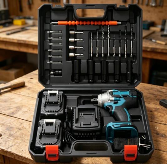 🌟 Ghana Spot 🔧Electric wrench + 2 batteries + 25-piece set✨🚚 【Cash on Delivery】