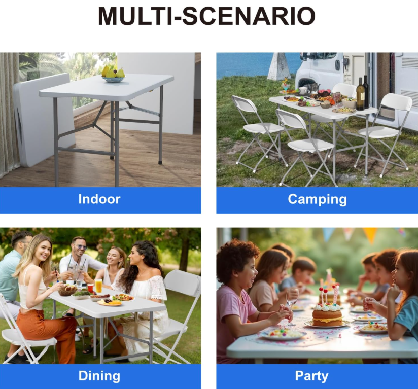 [ Ghana Spot ]White Folding Long Table, Portable Durable, For Home/Office/Event🚚